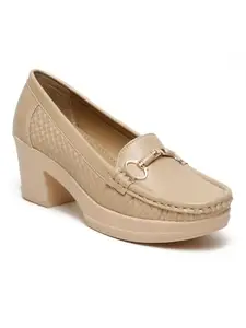 Flat n Heels Womens Beige Loafers FnH GS-302-BG