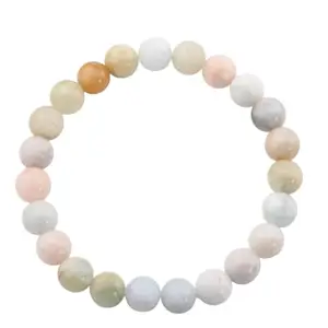 AAMRAPALI SILVER GEMS AAMRAPALI Natural Morganite Bracelet â€“ Metal-Free, 8mm Round Gemstone Jewelry | Stone Beads Bracelet | Focus on Heart Chakra | Stunning Gem Patterns Tones | Embrace the distinctive charm of our Dalmat