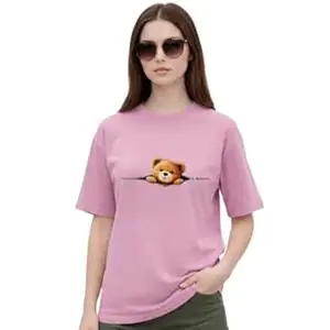 NAVRAAH Women’s Oversized Printed T-Shirt | Soft Cotton Blend Round Neck Half Sleeve Casual Loose Fit Top for College