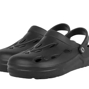 BSAT STORE Men's Classic Casual Clogs/Sandals with Adjustable Back Strap for Adult | Comfortable & Lightweight, Soft Slippers || Clog (Black, UK Footwear Size System, Adult, Men, Numeric, Medium, 6)