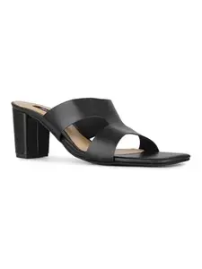 Inc.5 Womens Black Party Wear Solid Block Heel Sandals