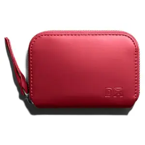 DailyObjects Crimson Red Zipper Slim Card & Coin Wallet | Made with Vegan Leather Material | Carefully Handcrafted | Coin Pocket