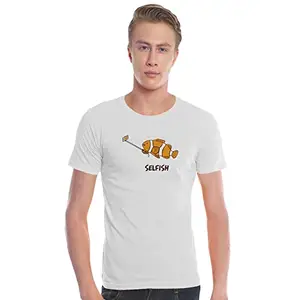 Tantra Selfish White - Men Round Neck Printed Tshirt (Medium)
