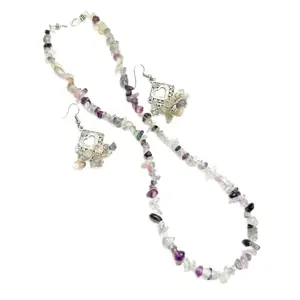 Hithara Mystic Prism: Multi Fluorite Chip Necklace – Handcrafted Radiance in Rainbow Gem Hues