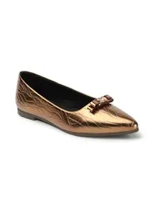 ICONICS Women's Slip On Ballerinas Colour-Copper, Size-UK 4