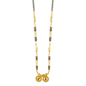 MEENAZ 2 Vati Wati Mangalsutra For Women Girls Temple South Indian Traditional 1 Gram Gold Stylish Maharashtrian Long Double Chain Double Mangal sutra Pendant Tanmaniya Black Nallapusalu Chains -670
