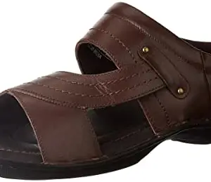 Amazon Brand - Symbol Mens Leather Slide Sandal (SY-AW21-HMP-006_Brown_8)