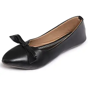 MYRA Women's Black Solid Ballerinas | Comfortable Bellies Shoes for Women | Ladies Casual Bellies - 8 UK
