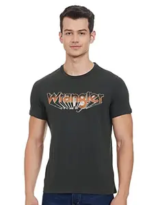 Wrangler Men Graphic Print Regular Fit T-Shirt(8905409265109_Deep Forest_S)