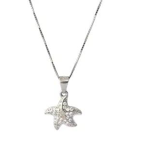 OVANA Pure 92.5 Sterling Silver Star Fish Pendant with Chain | Semi-Precious Stone for Girls and Women | Gift for Girls and Women | 925 Hallmarked