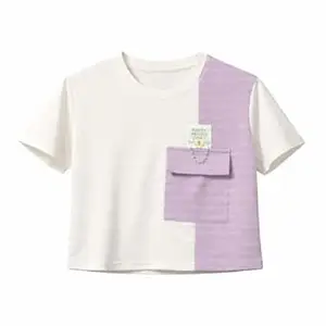 BADBEE Women's Colour Block Crop Top, Cotton, Short Sleeve, Slim Fit, Casual Sporty Style, Stretch Fabric