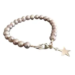 LKBEADS Silver Plated Bracelet with Pink Smooth Fresh Water Pearl Beads – Round 8mm – 7 inch Adjustable – For Men & Women|LK_STACK_03025