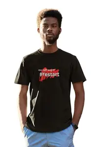YOUWE FASHION ; Let's Customize! YouWe Fashion Restart Printed Premium Cotton T-Shirt for Men (XXL, Black)