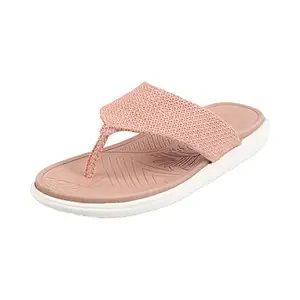 Mochi Women's Comfy Fashion Flyknit Fabric Peach Flat Casual Slipper Slip-on Sandals UK/7 EU/40 (32-1764)