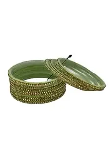 HOUSE OF BANGLEZ Designer Stone Embellished Bangles Set for Women Elegant Traditional Bangles Set of 12