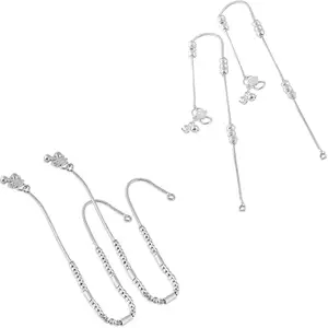 Heer Collection Traditional Jewellery For All Occassions Anklets Payal Pair for Women/Girls Alloy Anklet - Bzr_Combo Payal-102 & 109 (1-Pair Each)