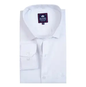 Men's Regular Fit Cotton Long Sleeve Dress Shirt - Formal (in, Numeric, 44, Half White)