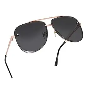 Dervin UV Protected Driving Pilot Metal Body Aviator Sunglasses for Men and Women (Large Size)