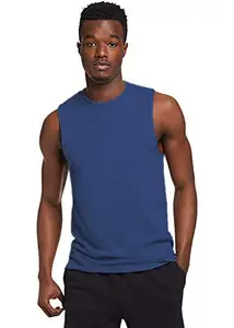 THE BLAZZE 0006 Men's Sleeveless T-Shirt Gym Tank Gym Tank Stringer Tank Tops Gym Vest Muscle Tee Gym Vest Vests Men Vest for Men T-Shirt for Men's (Medium(36"-38"), H - Blue)