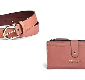 Belwaba Gift Hamper for Women/Ladies I Leatherite Wallet & Belt Combo Gift Set I Gift for Friend, Daughter, Sister. (Blush Pink)