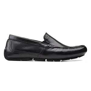 Clarks Men's Markman Plain Black Leather Slip On Shoes-6 UK (26158707