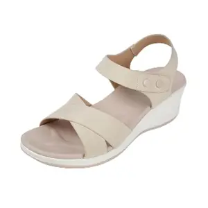 Metro Women's Beige Back Strap closure Casual - Sandals with Platforms UK/4 EU/37(33-1174)