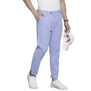 The Indian Garage Co Men's Slim Fit Mid Rise Solid Mid-Rise Trousers