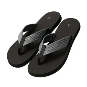 Kraasa Men’s Flip Flops with Wide Fabric Straps | Lightweight Anti-Slip Slippers Casual Summer Sandals & Chappal Grey UK 12