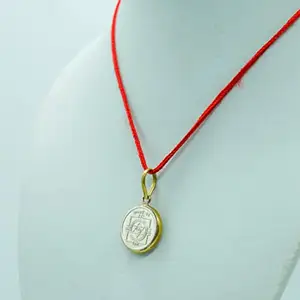 PANDIT NM SHRIMALI Saraswati Yantra Pendant Silver For Students Energised Maa Saraswati Yantra Locket For Unisex Adult (Round)