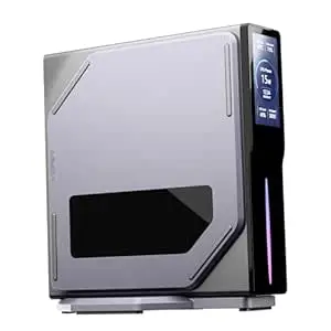 SKULLSAINTS Agni Mini PC – Vibrant LCD Screen, M.2 SSD, Mini Tower with RGB Lights, WiFi 6, 4K UHD, Dual LAN for Home and Office (8+256, 13th Gen N150)