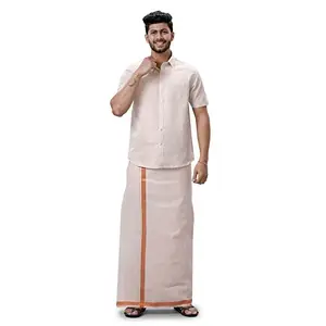 Copper Tissue Shirt And Dhoti Set