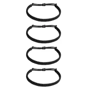 SHAYAMI Thread Bracelet Combo (Set of 4) | Handmade Adjustable Wristbands | Unisex Wristbands | Black Nylon Thread Bracelets