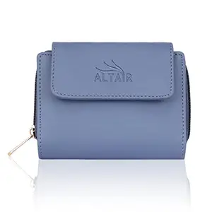 Altair Women's Small Wallet with ID Slot, 3 Card Holders, Cash Compartment, and Coin Pocket - Stylish and Durable Wallet for Women (Blue)