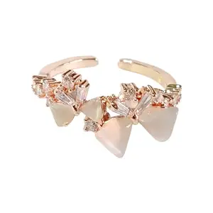 Elegant Rose Gold Crystal Ring for Women with Red Gift Box