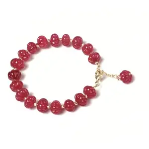 JP JEWELS beads Bracelet for women stylish latest Natural Crystal Stone (Red)