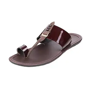 Metro Men Maroon Leather Sandals (16-9902-44-44) Size (10 UK/India (44EU))
