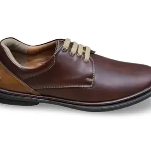 N P STYLE Men's Casual Leather Oxford Shoes, Black and Brown, Lace-up Design with Durable Rubber Sole (Brown, UK Footwear Size System, Adult, Men, Numeric, Medium, 7)