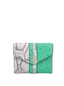 Da Milano Genuine Leather Green Flap & Zip Womens Wallet (10098)