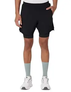 FUAARK 2 in 1 Compression Shorts for Men for Gym, Sports, Running & Cycling Activities with Pocket