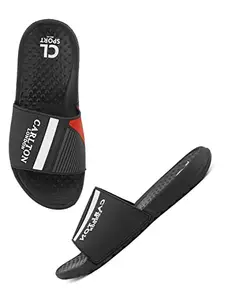 Carlton London Shoetopia mens CL-FF-M-104 Black Slide Sandal - 10 UK (CL-FF-M-104_Black_44)
