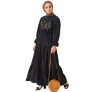 SARINKU Abaya Dress for Women's Embroidered Abaya Rayon Fabric Stylish Design Stitched Burqa Dress for Women & Girls (S)