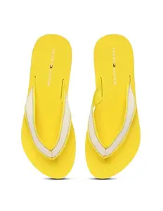 Tommy Hilfiger Yellow Polyester Solid Women Flip Flop (F23HWFW267) Size-37