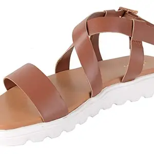 ESTATOS Women Brown Outdoor Sandals-5 UK (38 EU) (P2V116_EUR38)