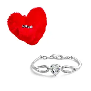 University Trendz Valentine's Day Combo Set of Heart Bracelet with Heart Pillow