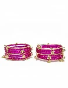 Glass Bangle Kashmiri Ghangharoo Glass Bangle Set for Women| Light Weight Bangles | Traditional Transparent Fancy Glass Chudi Set for Wedding, Party(Set Of 18)