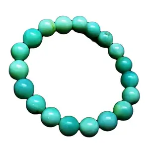 RRJEWELZ Natural Green Opal Round Shape Smooth Cut 10mm Beads 7.5 inch Stretchable Bracelet for Healing, Meditation, Prosperity, Good Luck | STBR_03942