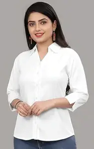 Formal Cotton Blend Shirt for Women with 3/4 Sleeve for Casual Wear