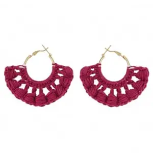 Pink Floral Crochet Small Hoop Earrings | Handmade, Lightweight & Trendy | Perfect Festive Jewelry for Navratri, Diwali & Special Occasions | 1 Pair
