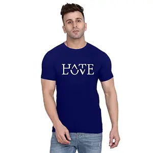 Fashions Love Men Cotton Half Sleeve Round Neck Hate Printed T Shirt HSRN-0318-X Navy Blue
