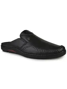 Buckaroo Odell Tumbled Leather Black Casual Open Sandal for Men: Size UK 7